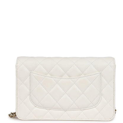 Chanel Wallet On Chain WOC White Caviar Light Gold Hardware