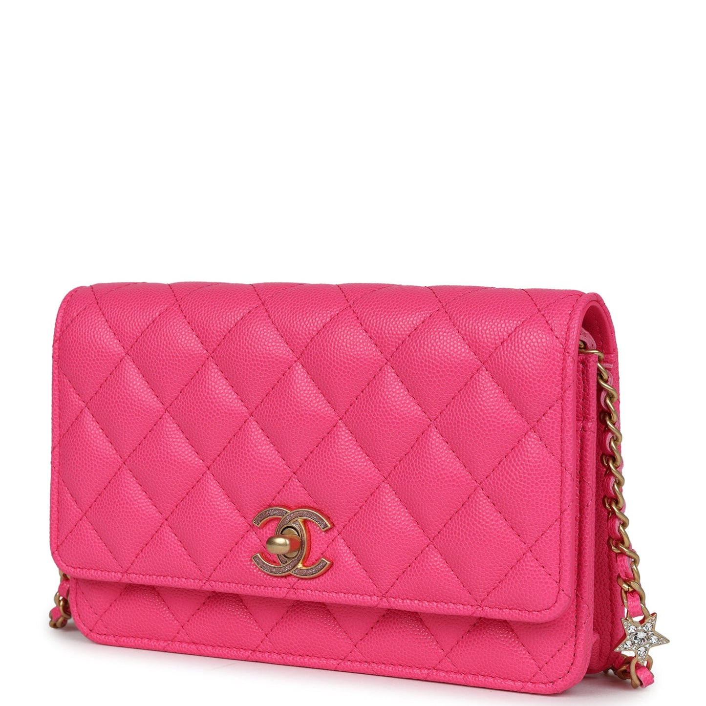 Chanel Wallet on Chain WOC Fuchsia Caviar Antique Gold Hardware