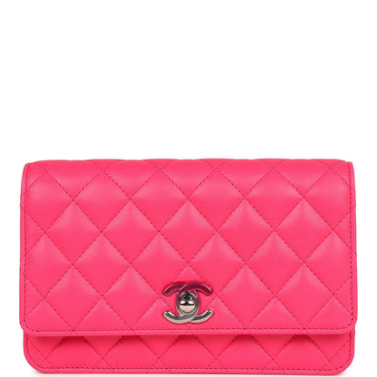 Chanel Wallet on Chain WOC Hot Pink Lambskin Ombre Mixed Metal Hardware