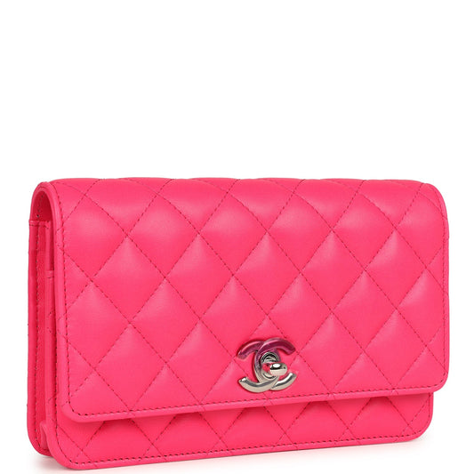 Chanel Wallet on Chain WOC Hot Pink Lambskin Ombre Mixed Metal Hardware