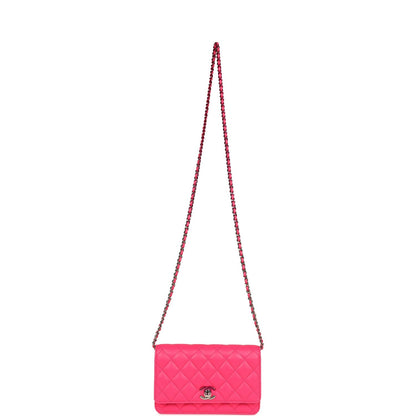 Chanel Wallet on Chain WOC Hot Pink Lambskin Ombre Mixed Metal Hardware