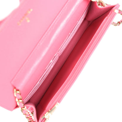 Chanel Wallet on Chain WOC Hot Pink Caviar Gold Metal Hardware