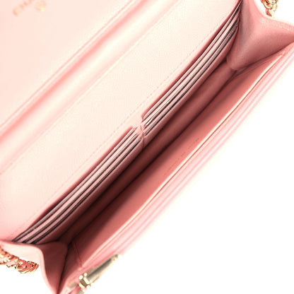 Chanel Wallet On Chain WOC Light Pink Caviar Light Gold Hardware