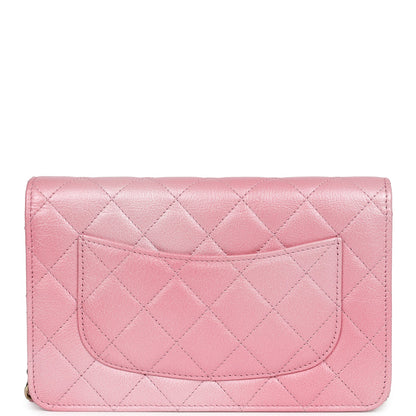 Chanel Wallet On Chain WOC Pearly Pink Iridescent Calfskin Gold Hardware