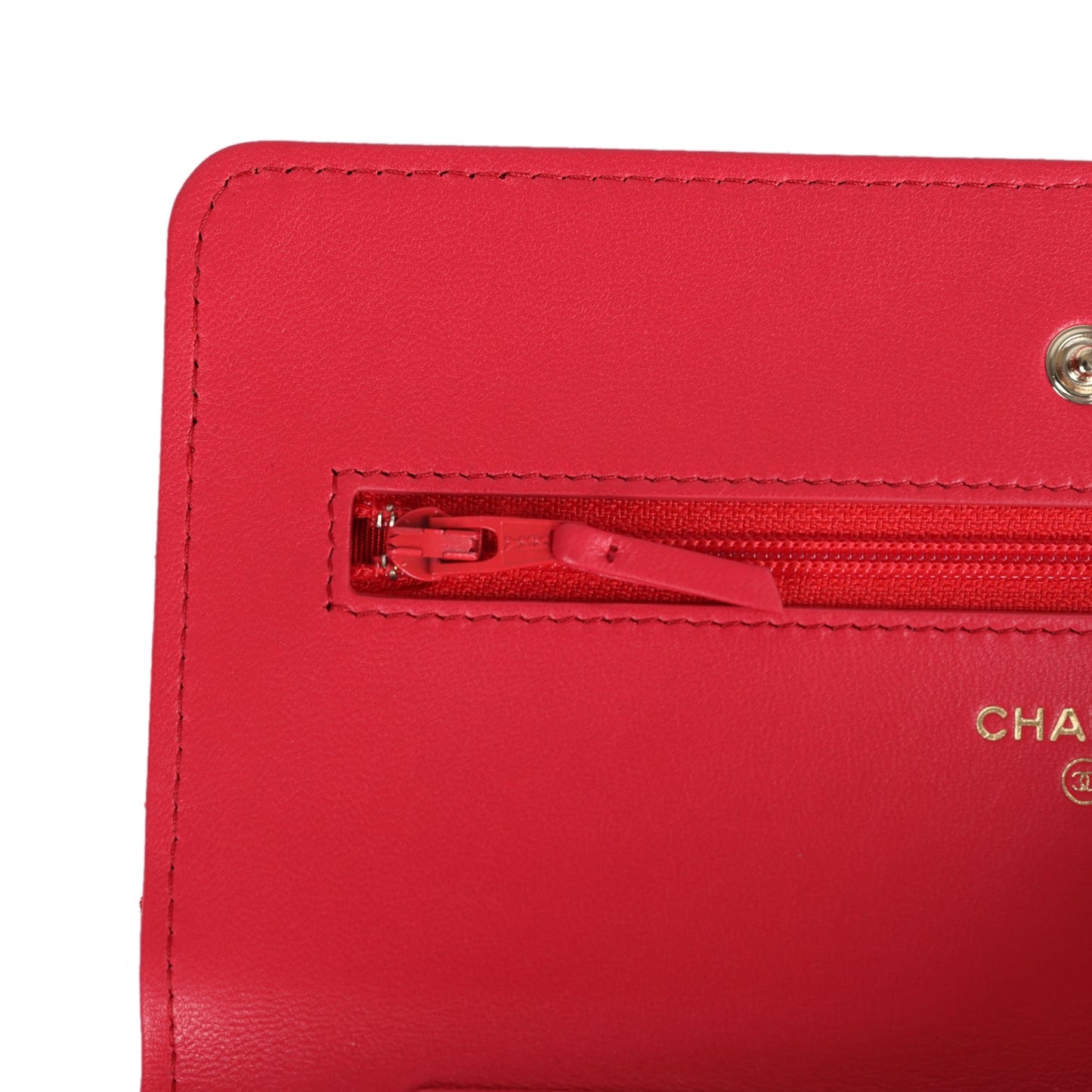 Chanel Wallet on Chain WOC Light Red Lambskin Light Gold Hardware