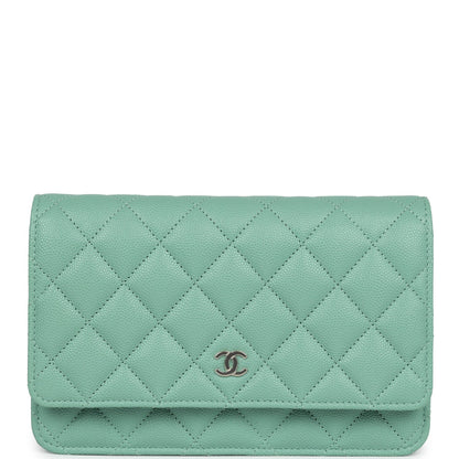 Chanel Wallet On Chain WOC Light Green Caviar Light Gold Hardware