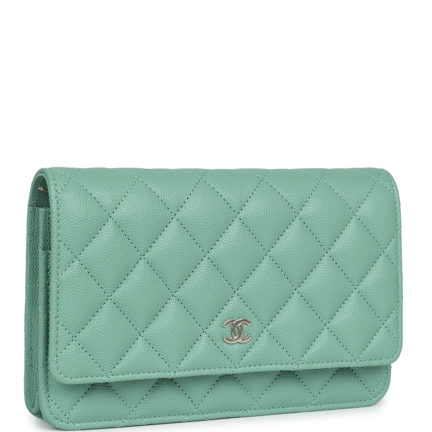 Chanel Wallet On Chain WOC Light Green Caviar Light Gold Hardware