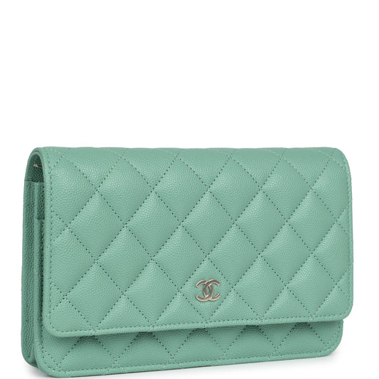 Chanel Wallet On Chain WOC Light Green Caviar Light Gold Hardware