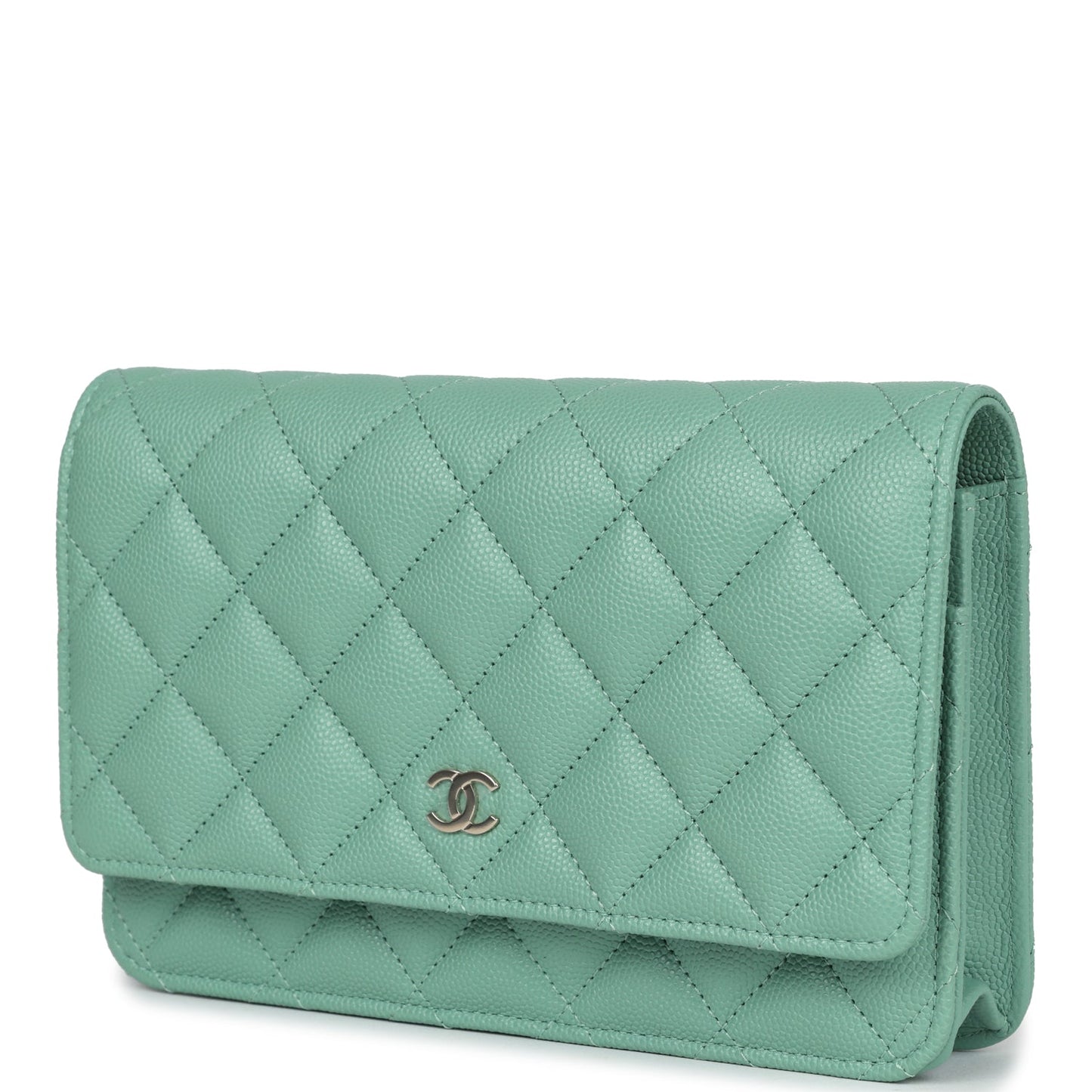 Chanel Wallet On Chain WOC Light Green Caviar Light Gold Hardware