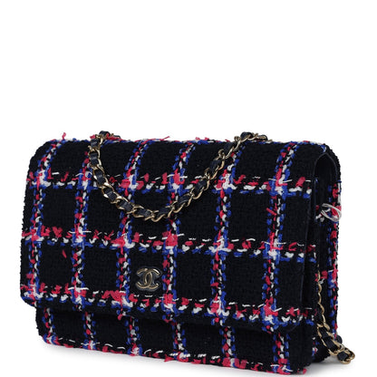 Chanel Wallet On Chain WOC Navy Multicolored Tweed Gold Hardware