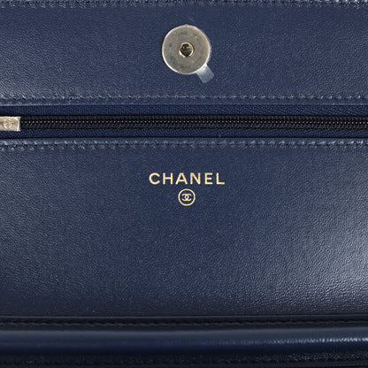 Chanel Wallet On Chain WOC Navy Multicolored Tweed Gold Hardware