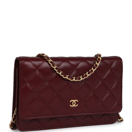 Chanel Classic Wallet On Chain WOC Burgundy Caviar Gold Hardware