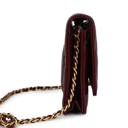 Chanel Classic Wallet On Chain WOC Burgundy Caviar Gold Hardware