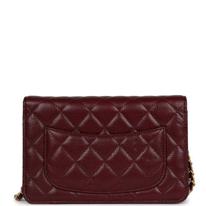 Chanel Classic Wallet On Chain WOC Burgundy Caviar Gold Hardware