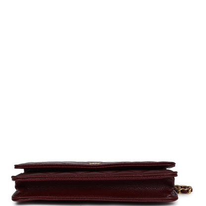 Chanel Classic Wallet On Chain WOC Burgundy Caviar Gold Hardware