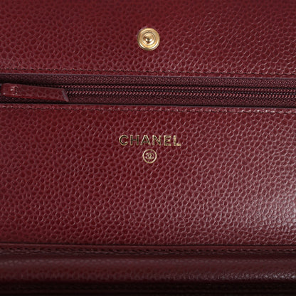 Chanel Classic Wallet On Chain WOC Burgundy Caviar Gold Hardware