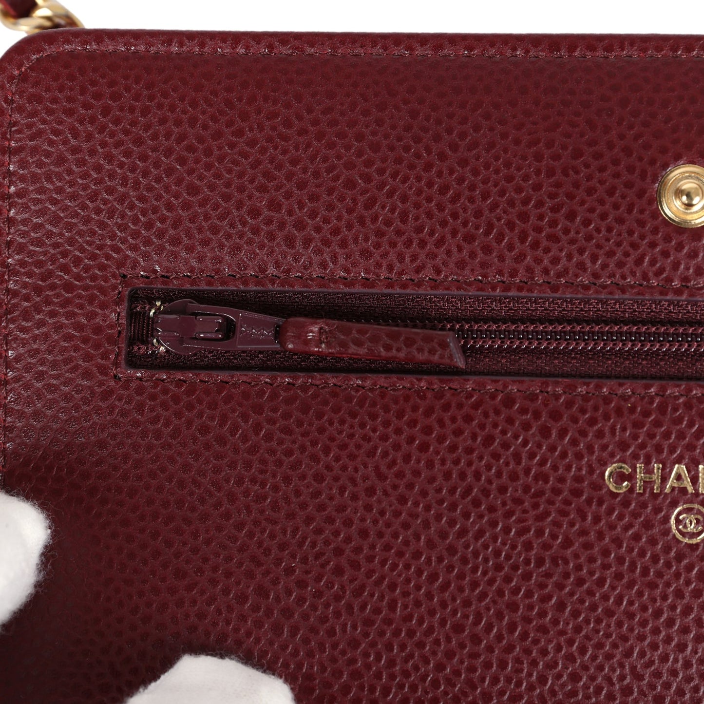 Chanel Classic Wallet On Chain WOC Burgundy Caviar Gold Hardware