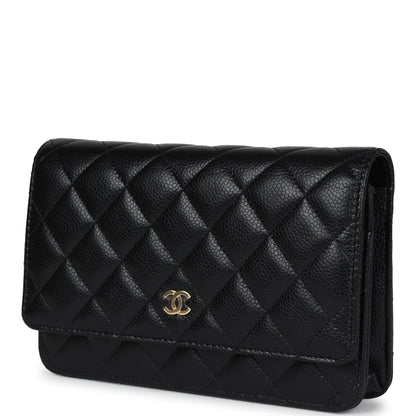 Chanel Wallet On Chain WOC Black Caviar Gold Hardware