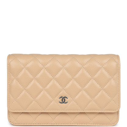 Chanel Wallet On Chain WOC Beige Caviar Silver Hardware