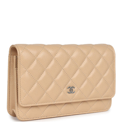 Chanel Wallet On Chain WOC Beige Caviar Silver Hardware