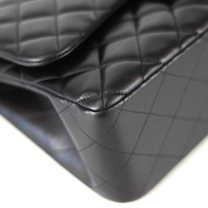 Jumbo Double Flap in Black Lambskin with SHW