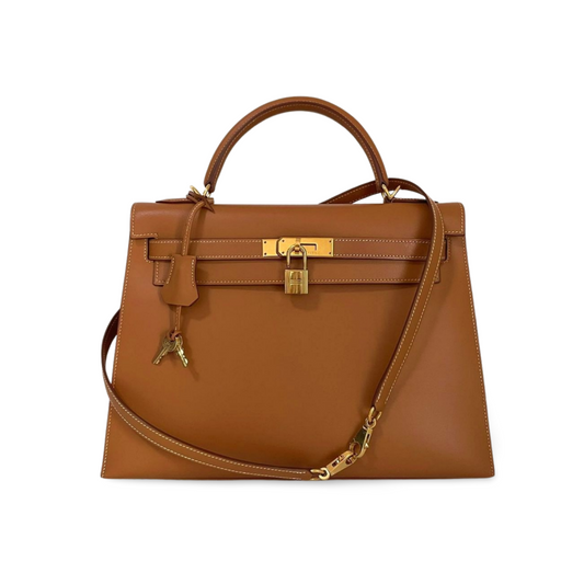 Hermes Kelly Bag 32cm In Gold (Brown) Box Leather With Gold Hardware