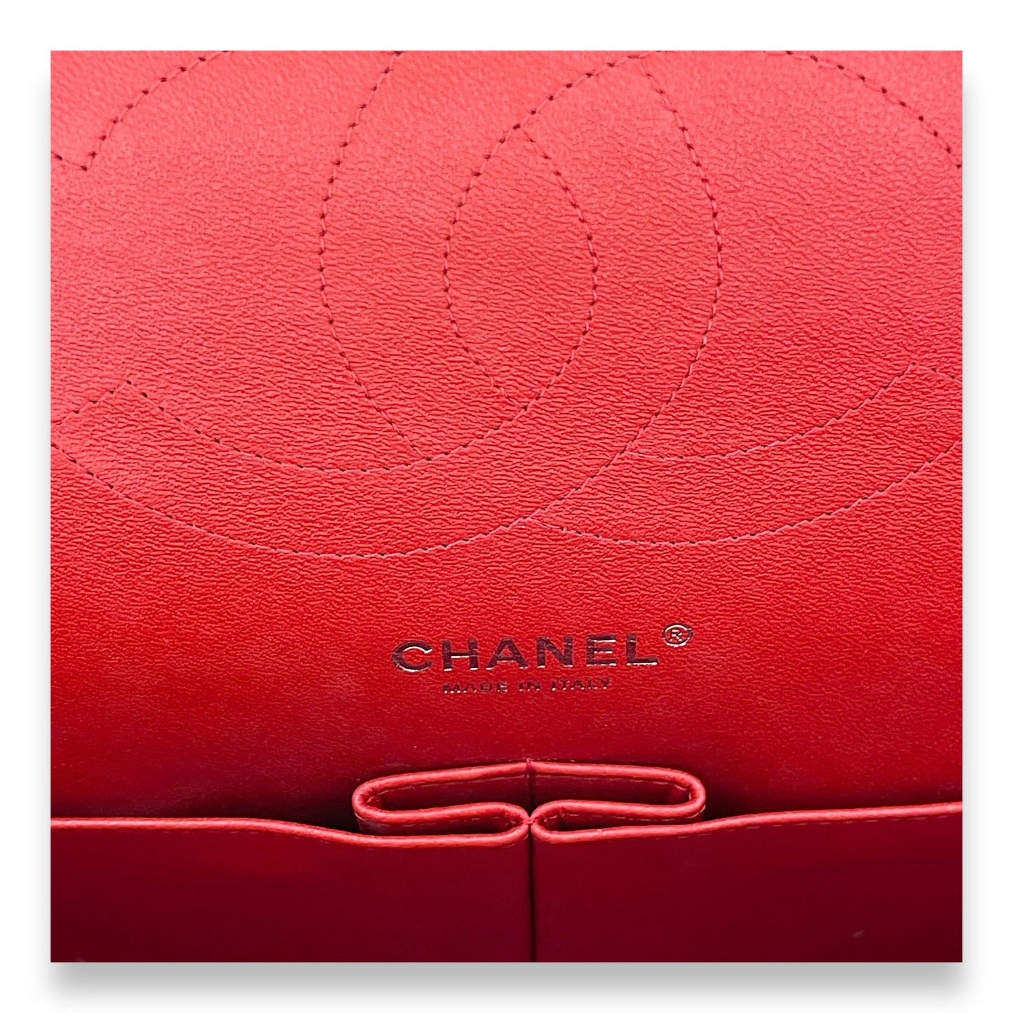 Classic Double Flap Jumbo Red Shoulder Bag in Lambskin, Silver hardware