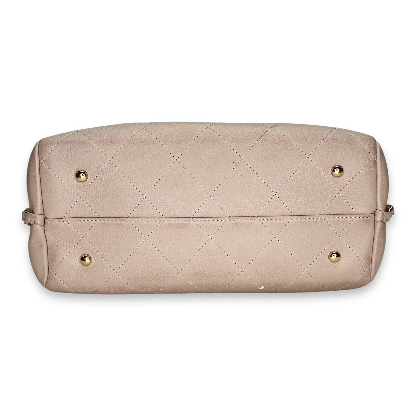 Stitched Shopping Beige Top Handle Bag in Calfskin, Gold hardware