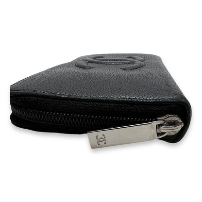 Timeless CC Long Black Wallet in Caviar Leather, Silver hardware