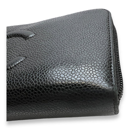 Timeless CC Long Black Wallet in Caviar Leather, Silver hardware