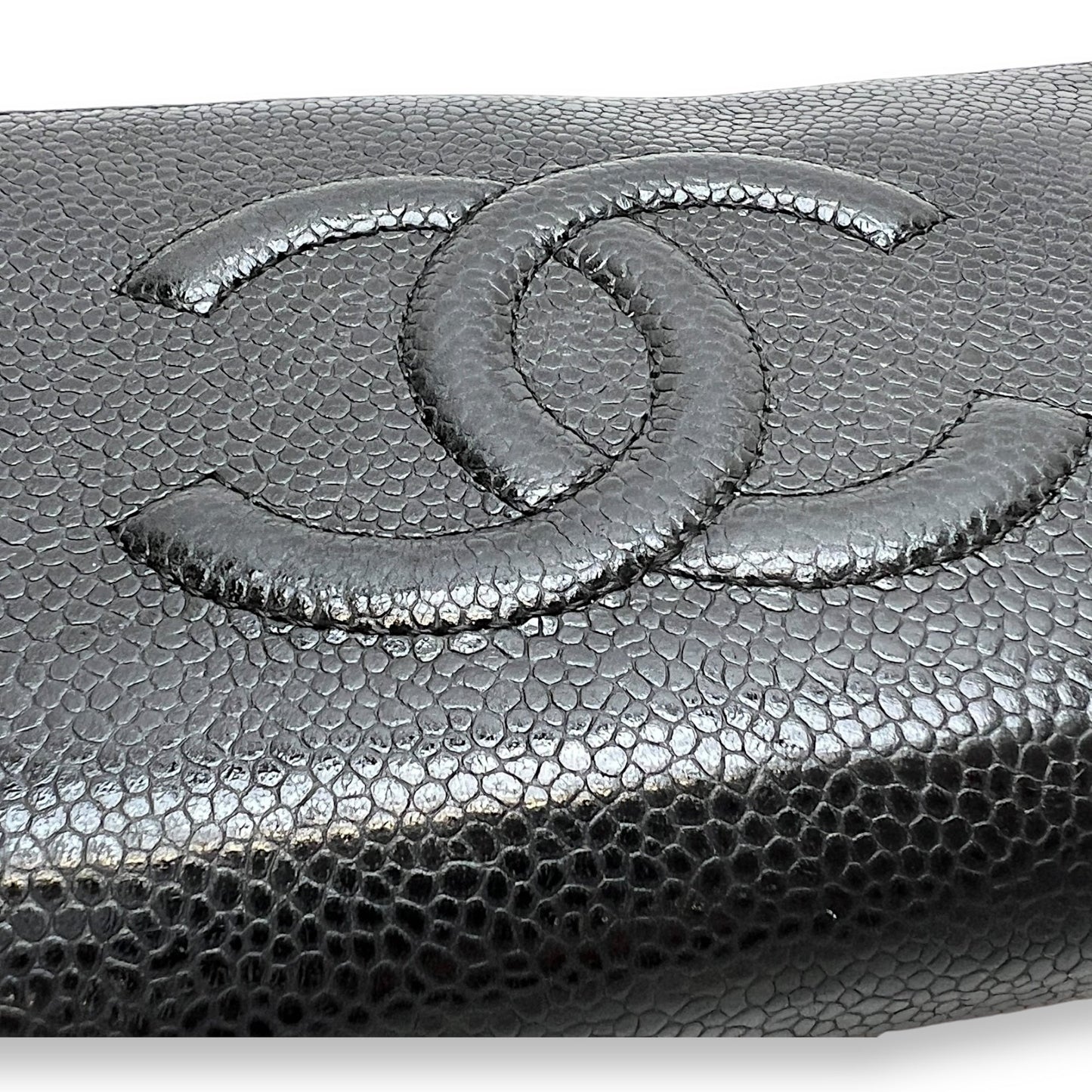 Timeless CC Long Black Wallet in Caviar Leather, Silver hardware