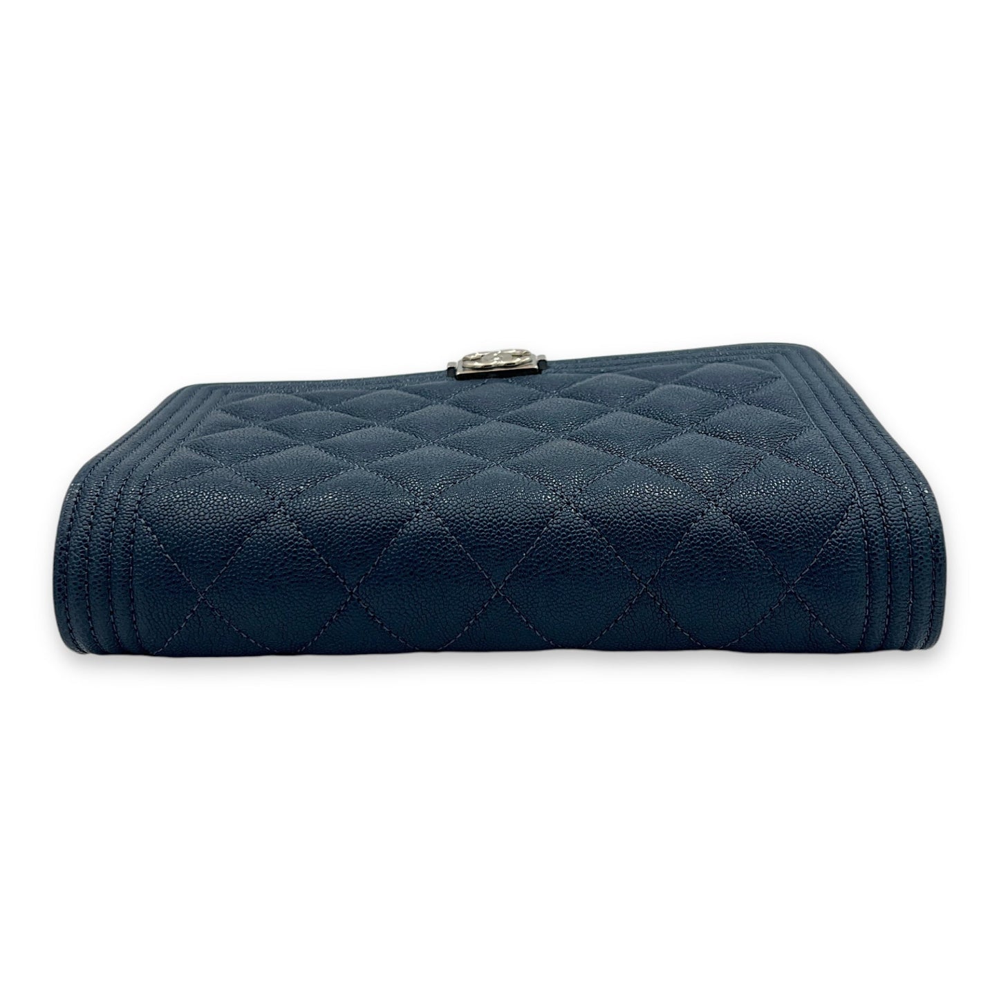 Boy WOC Navy Wallet on Chain in Caviar Leather, Silver hardware