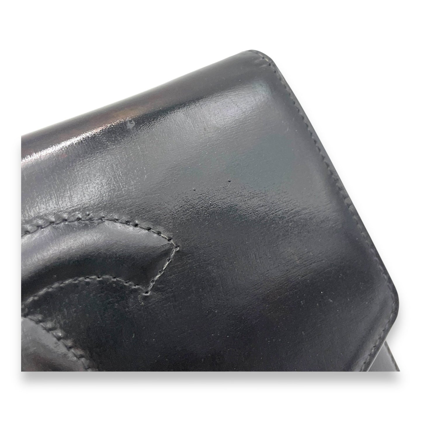 CC Wallet On Chain Black in Patent Leather, Silver hardware