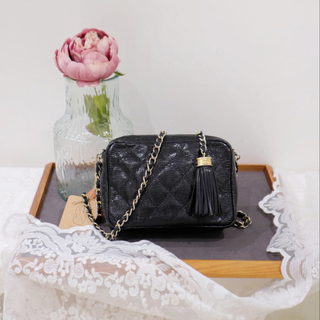 Chanel vintage lizard skin camera bag
