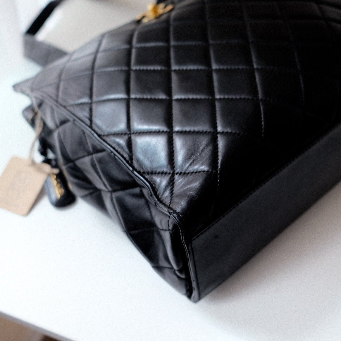Chanel vintage quilted lambskin tote bag