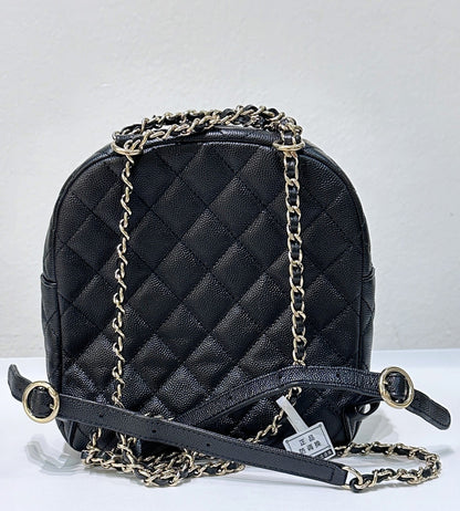Chanel CC Day Backpack Quilted Caviar Mini