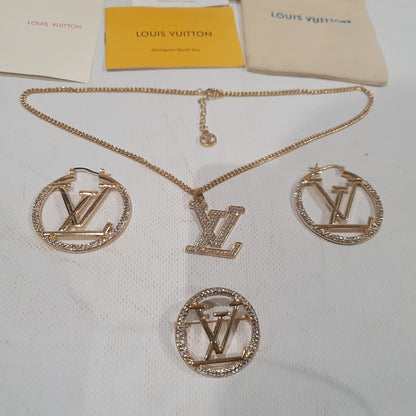 Louis  Vuitton Necklace, Earrings and Brooch Set