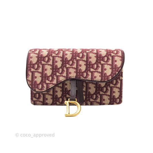 Dior Saddle Belt Pouch Burgundy Dior Oblique Jacquard