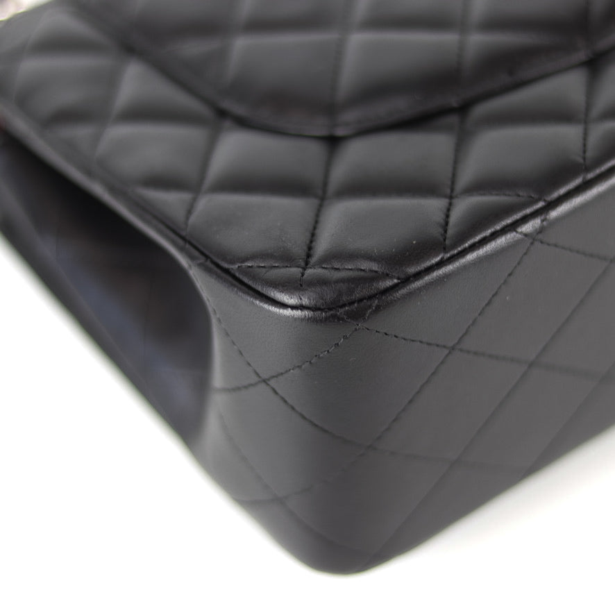 Jumbo Double Flap in Black Lambskin with SHW