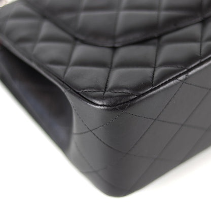 Jumbo Double Flap in Black Lambskin with SHW