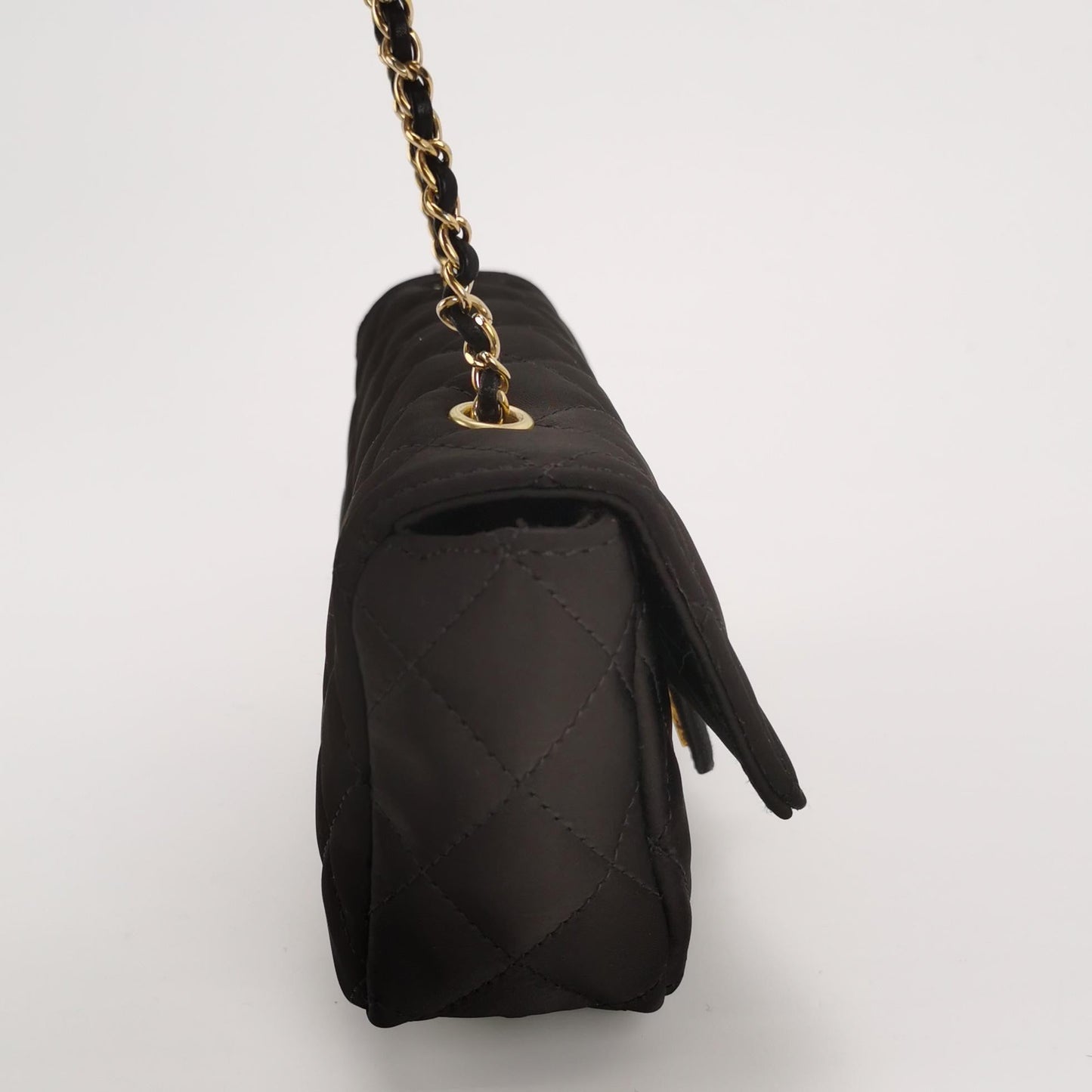 Chanel Classic Flap Extra Mini Black Silk Satin Quilted Gold-tone Hardware