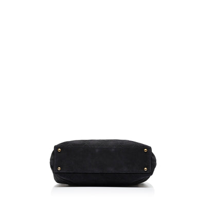 Black Chanel Wild Stitch CC Suede Leather Tote