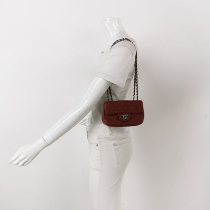 Chanel Seasonal Flap Mini Burgundy Lambskin Leather With Beads