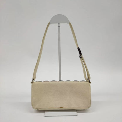 Chanel Ivory Jersey Evening Bag with Mirrored Pyramid Studs Ice Cube Chocolate Bar Shoulder Bag