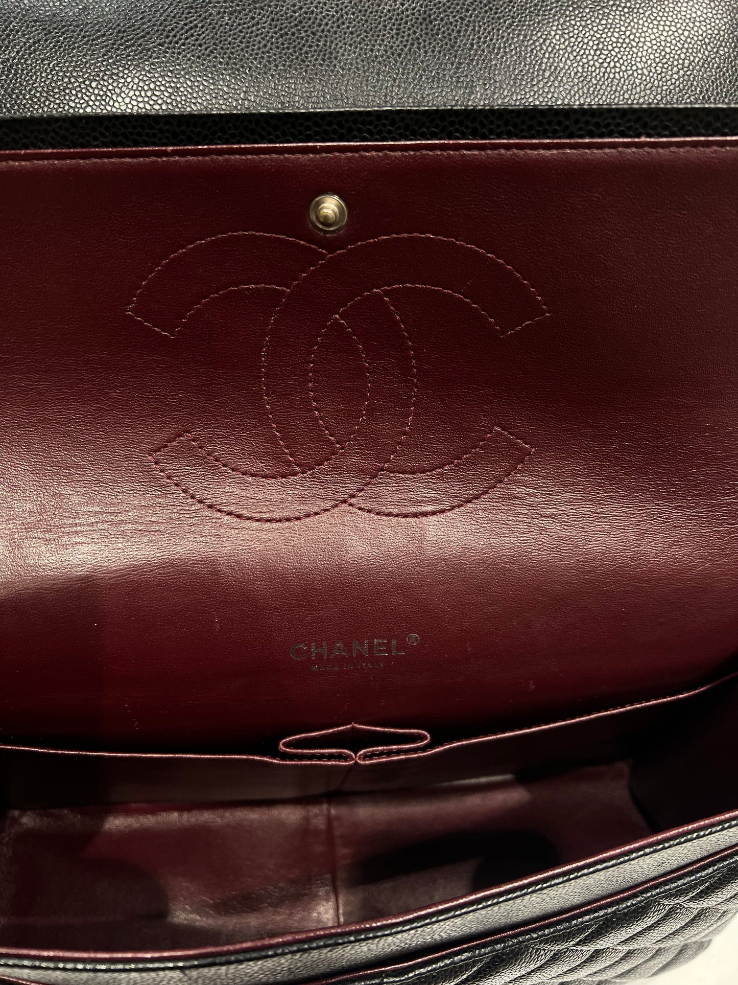 Chanel - sac classique maxi jumbo cuir caviar noir
