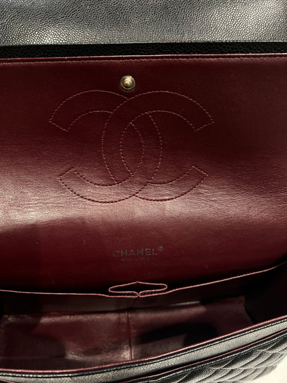Chanel - sac classique maxi jumbo cuir caviar noir