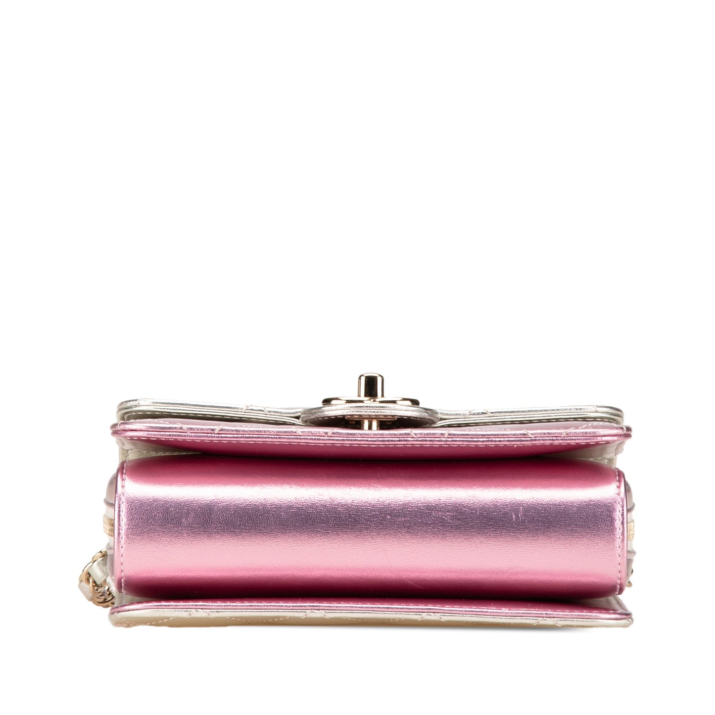 Pink Chanel Mini Metallic Lambskin Like a Wallet Flap Bag
