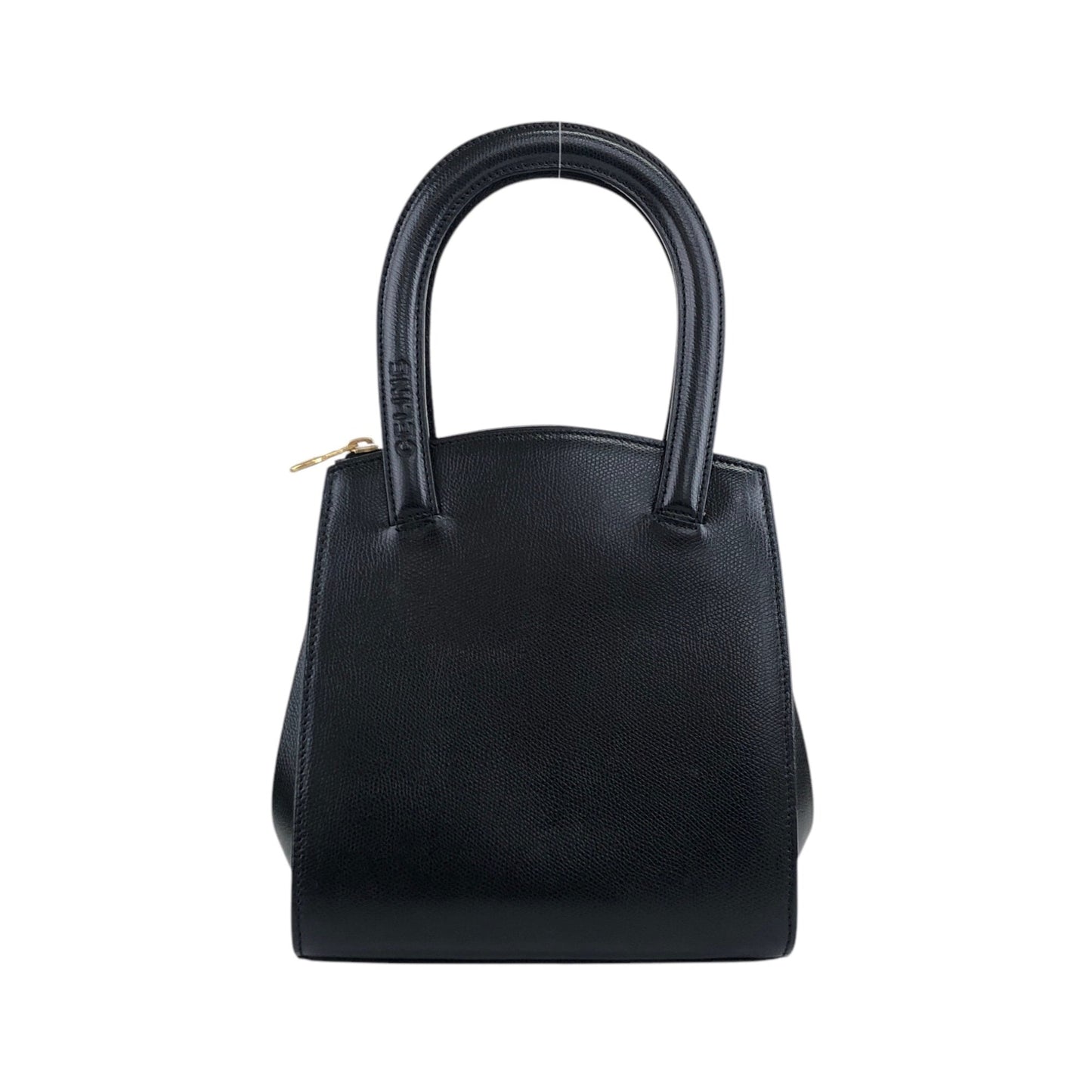 CELINE Logo Embossed Handbag Black Vintage b6gjb2