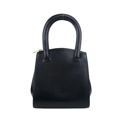 CELINE Logo Embossed Handbag Black Vintage b6gjb2