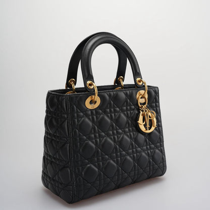 Christian Dior Black Medium Lambskin Leather with Gold Hardware from 2017